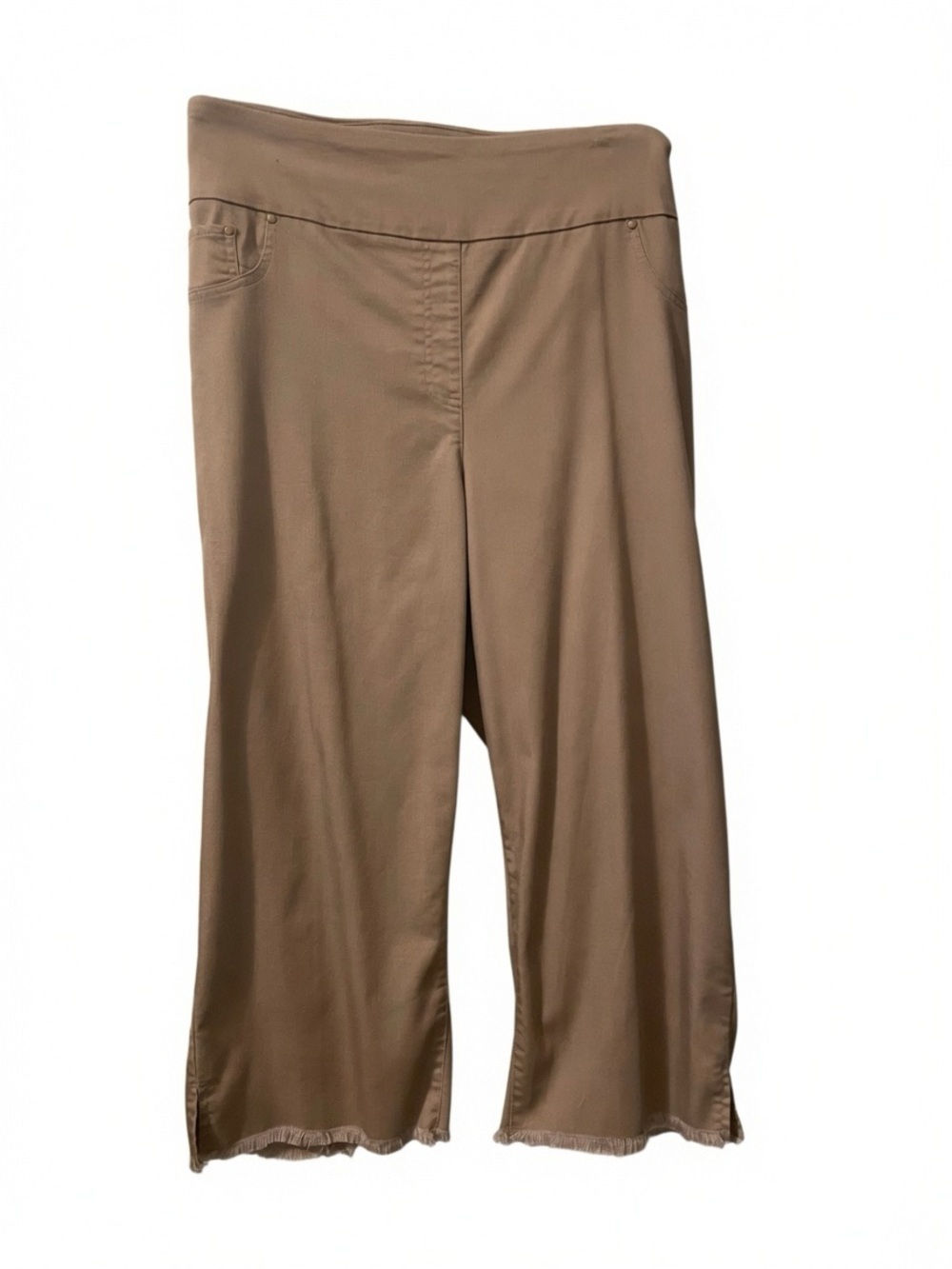 Plus Women's Tencel™Stretch Denim 
Fringe Hem Capri. 22W
By Ruby Rd.